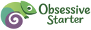 Logo of 'Obsessive Starter' with a green and purple chameleon on a white background
