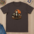 T-shirt chocolat foncé présenté à plat