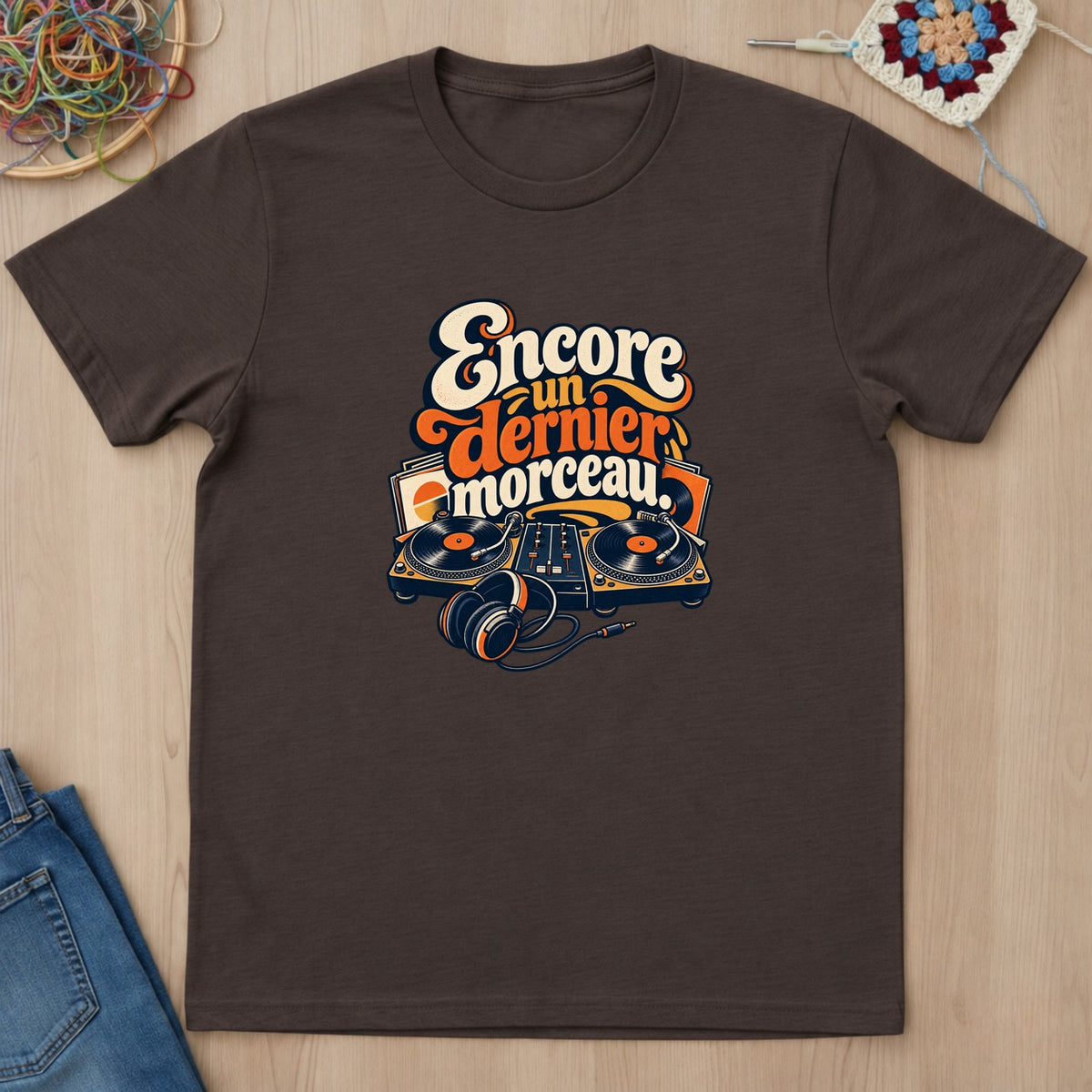 T-shirt mockup — Dark Chocolate
