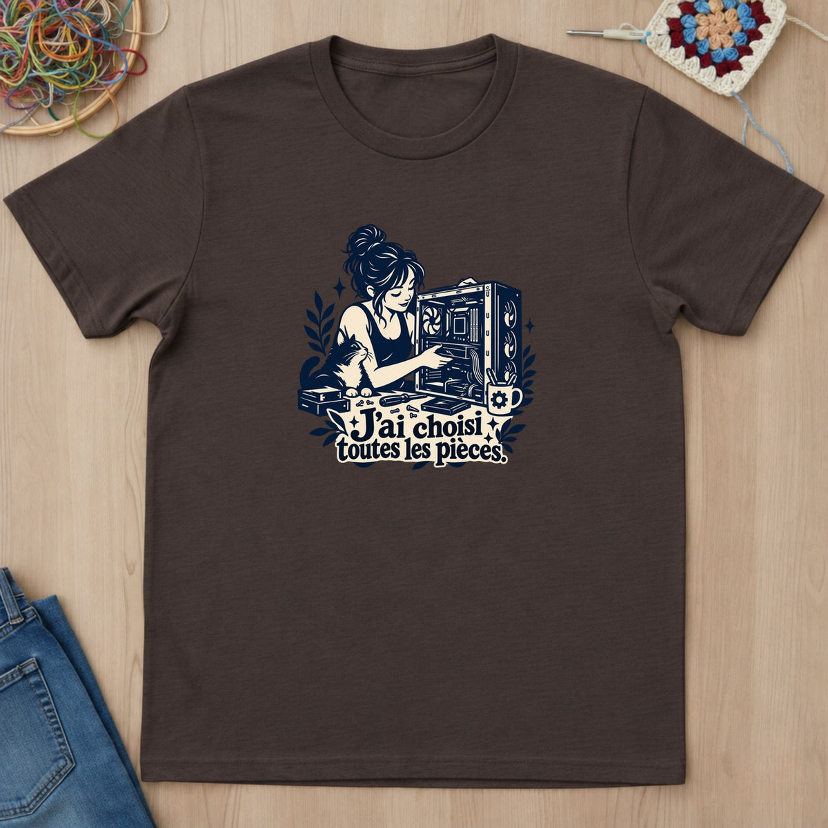T-shirt mockup — Dark Chocolate