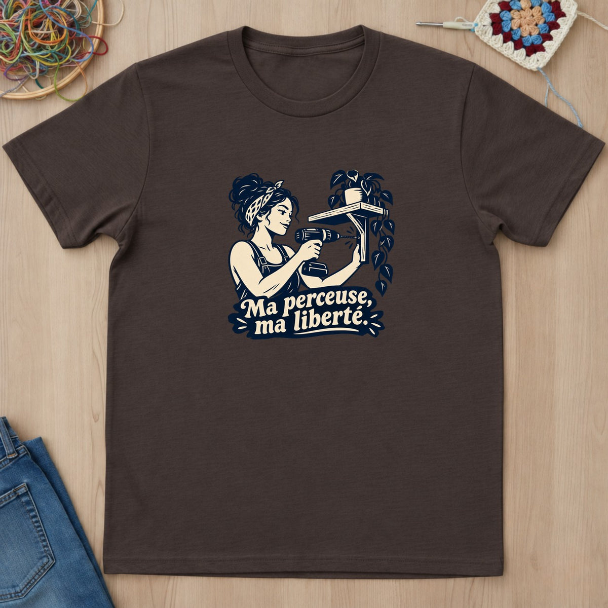 T-shirt mockup — Dark Chocolate