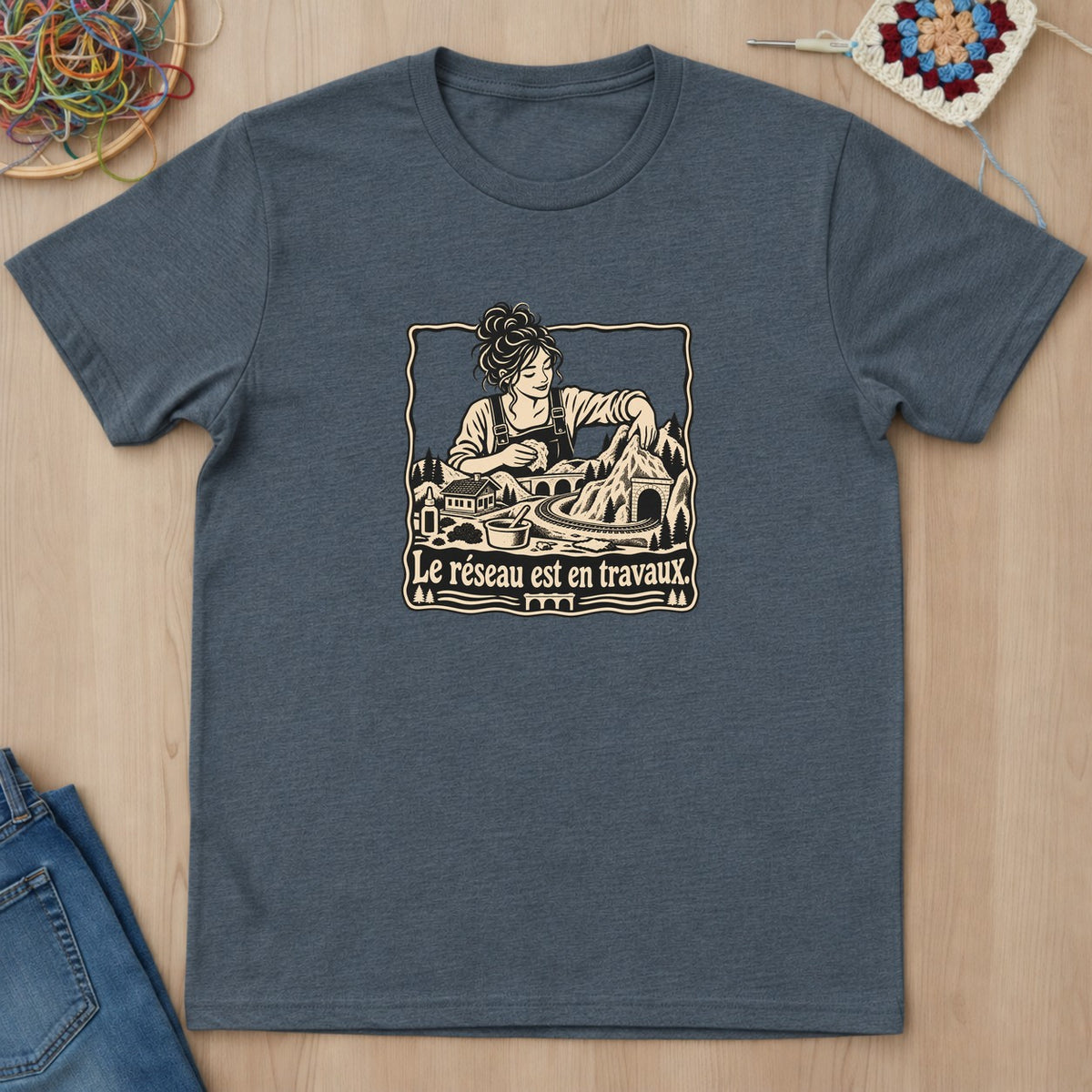 T-shirt mockup — Dark Heather