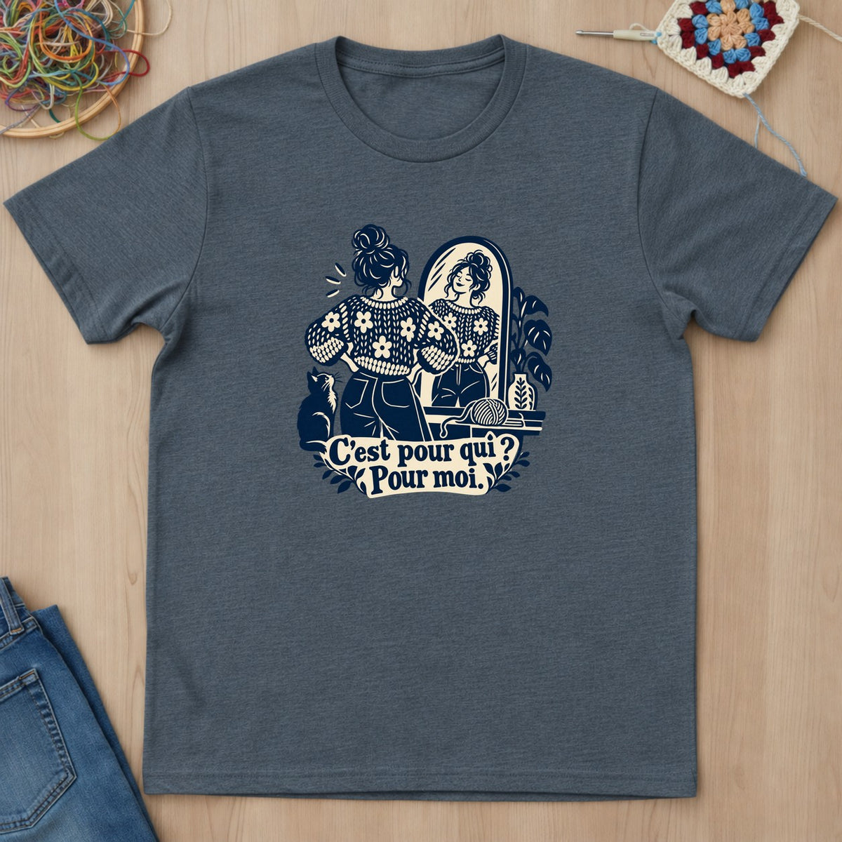 T-shirt mockup — Dark Heather