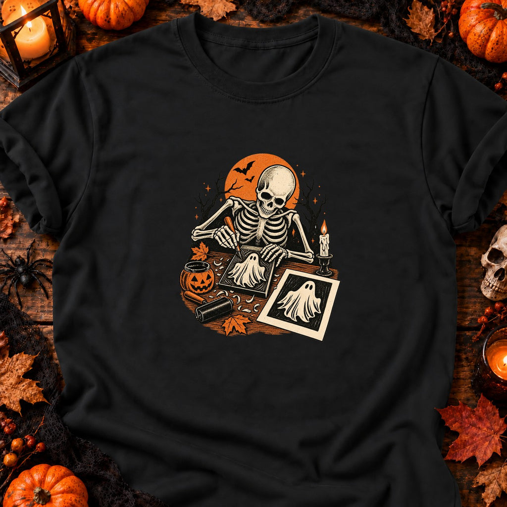 Squelette graveur de fantôme t-shirt — T-shirt noir