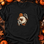 Squelette brodant un papillon de nuit — T-shirt noir