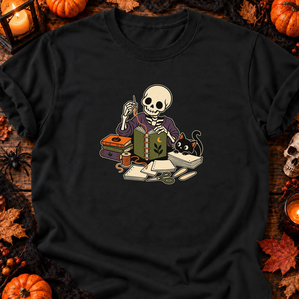 Squelette relieur d’Halloween — T-shirt noir