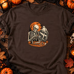 Squelette maquettiste avion vintage — T-shirt chocolat