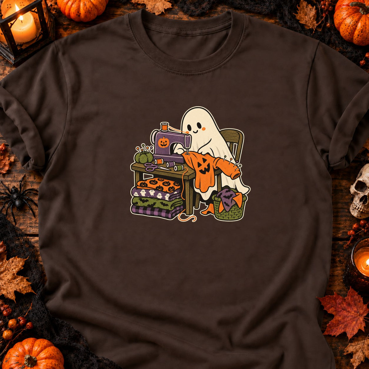 Fantôme couturier à la machine — T-shirt chocolat