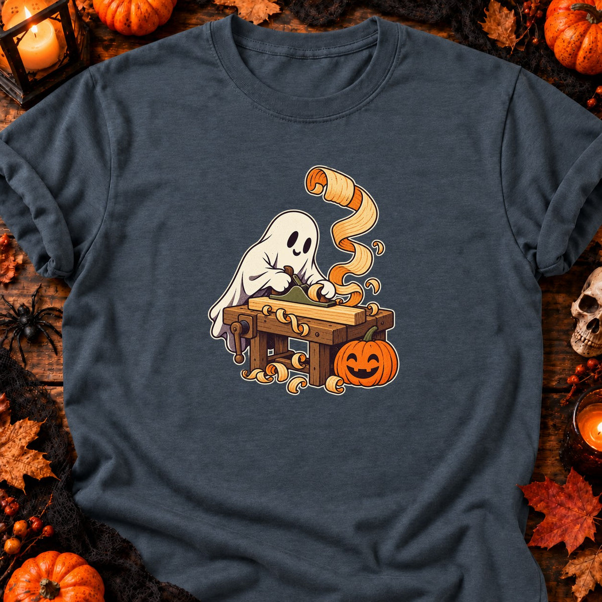 Fantôme menuisier d’Halloween — T-shirt gris anthracite chiné