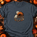 Fantôme et circuit de train d’Halloween — T-shirt gris anthracite chiné