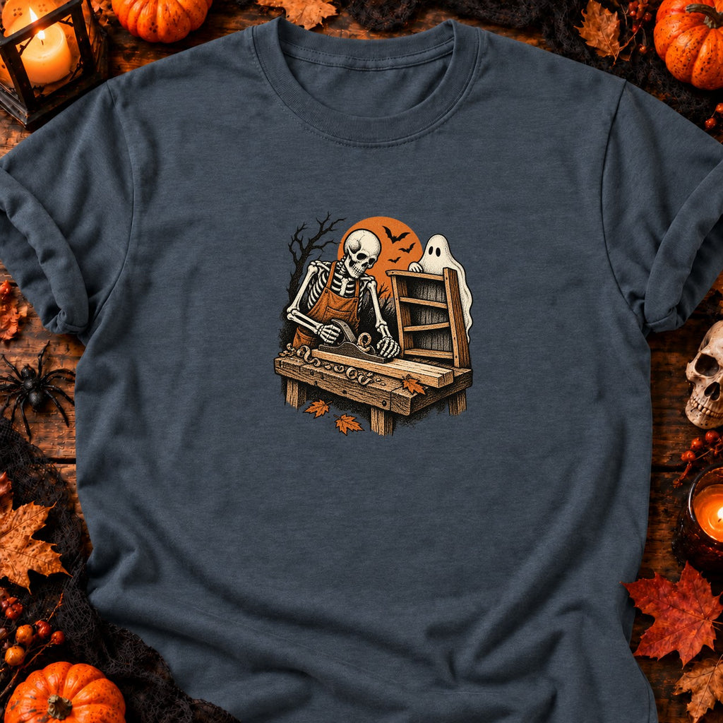 Squelette menuisier rétro — T-shirt gris anthracite chiné
