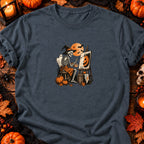 Squelette peintre citrouille vintage — T-shirt gris anthracite chiné