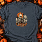 Squelette maquettiste avion vintage — T-shirt gris anthracite chiné