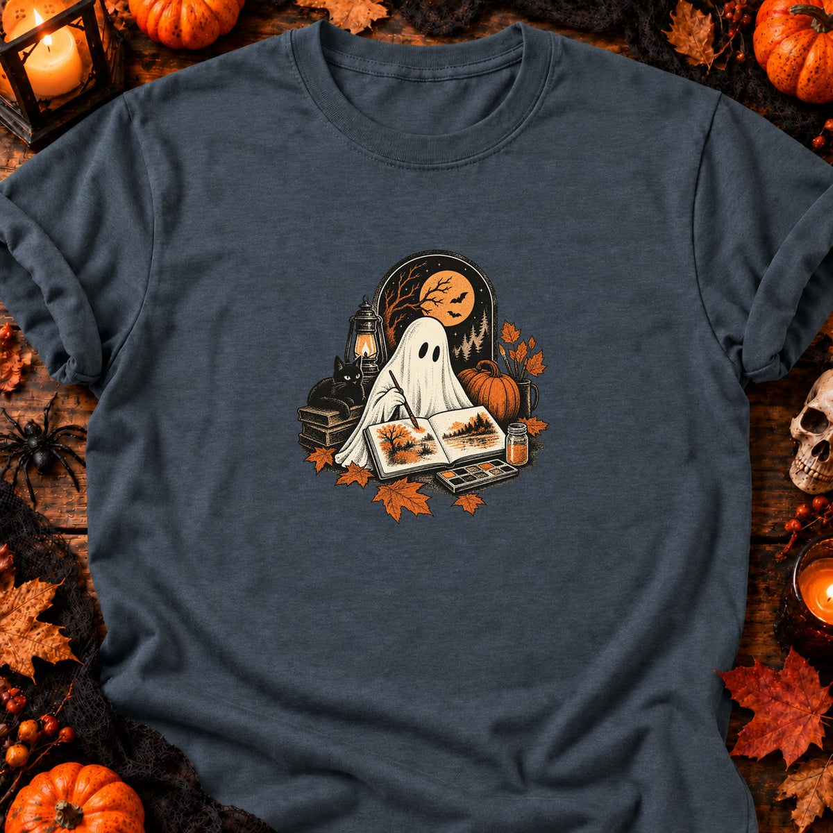 Fantôme aquarelliste d'automne — T-shirt gris anthracite chiné