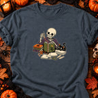 Squelette relieur d’Halloween — T-shirt gris anthracite chiné