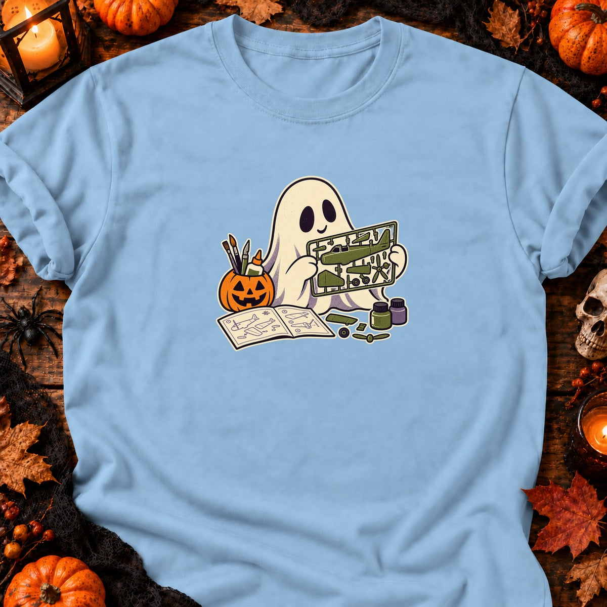 Fantôme et maquette d’avion — T-shirt bleu clair