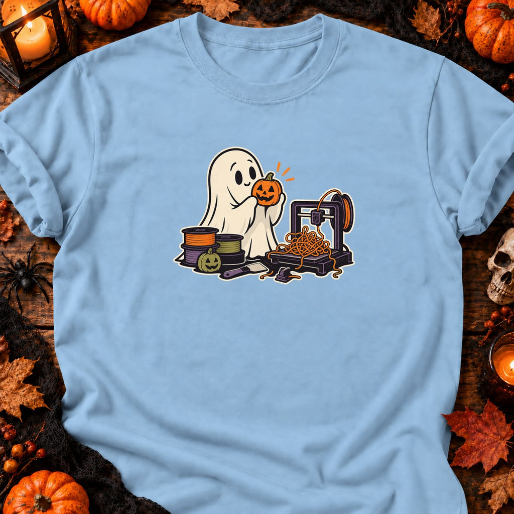 Fantôme et filament spaghetti — T-shirt bleu clair