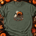 Fantôme et circuit de train d’Halloween — T-shirt vert militaire