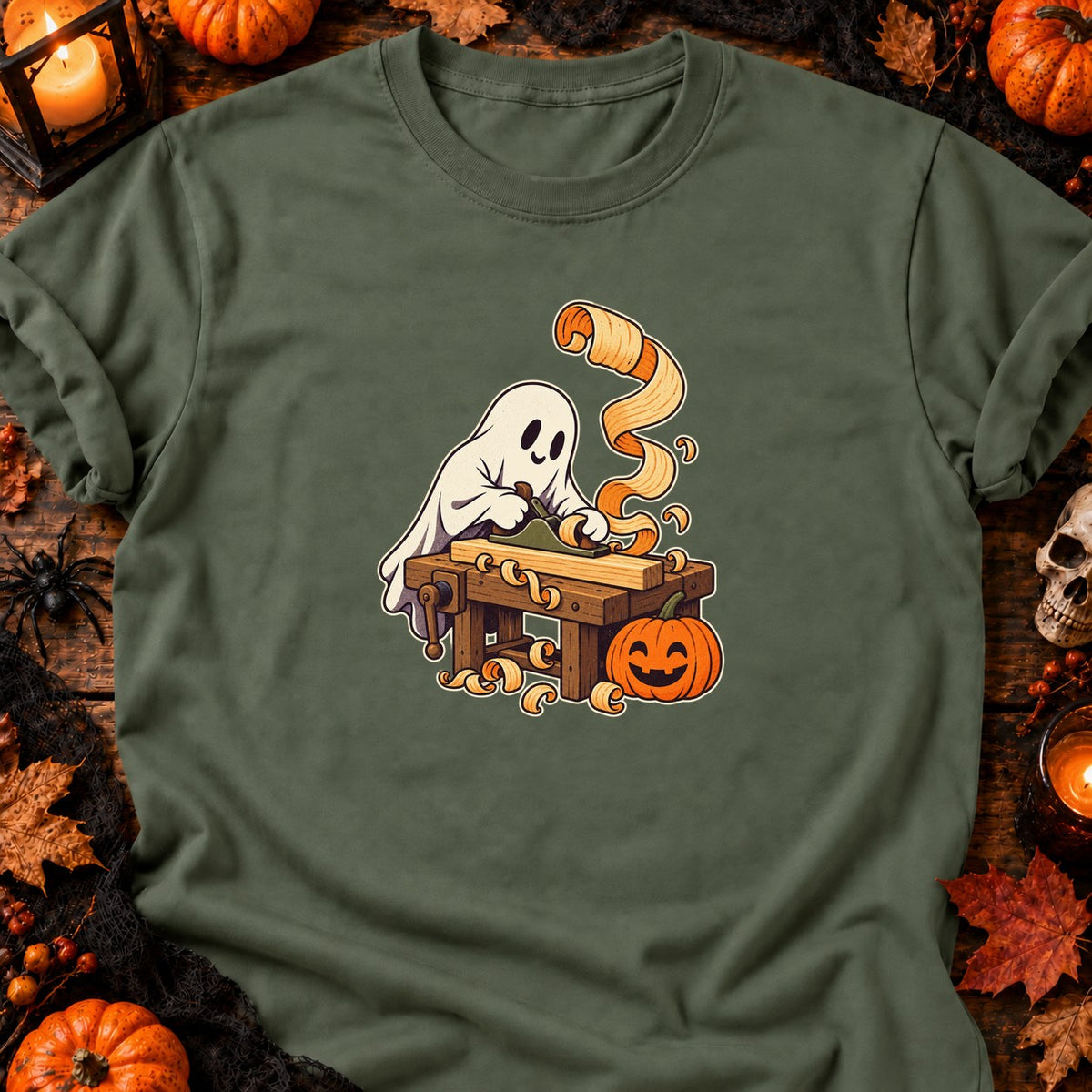 Fantôme menuisier d’Halloween — T-shirt vert militaire