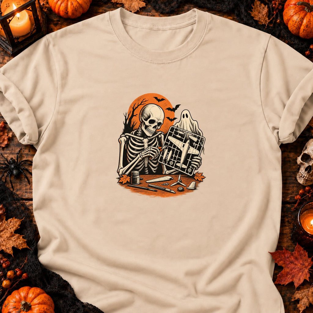 Squelette maquettiste avion vintage — T-shirt naturel