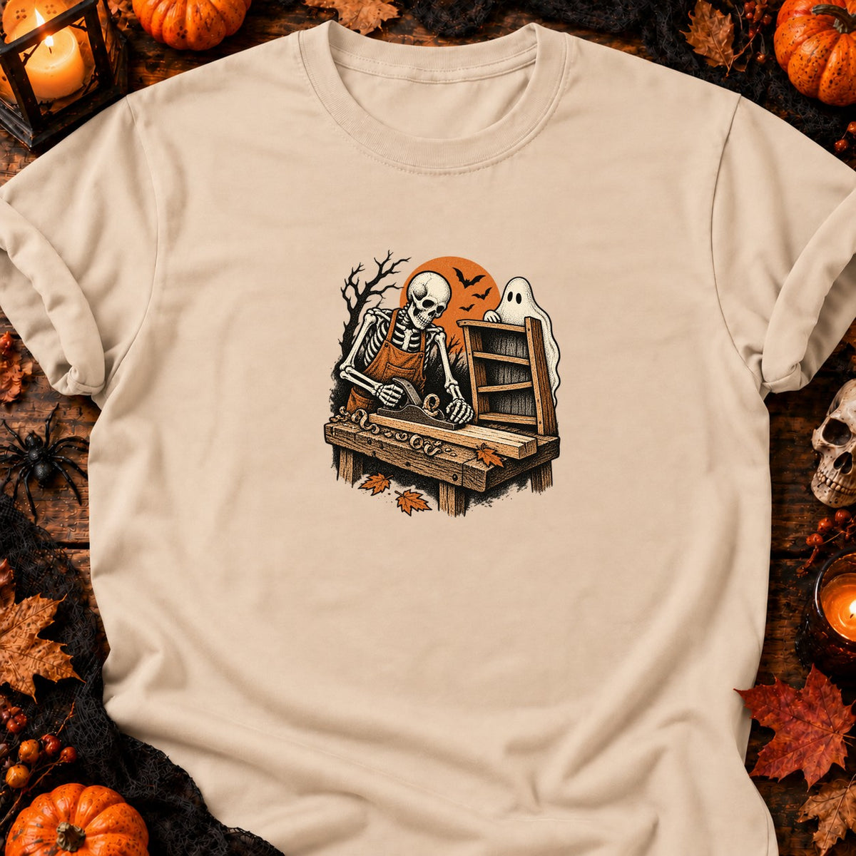 Squelette menuisier rétro — T-shirt naturel