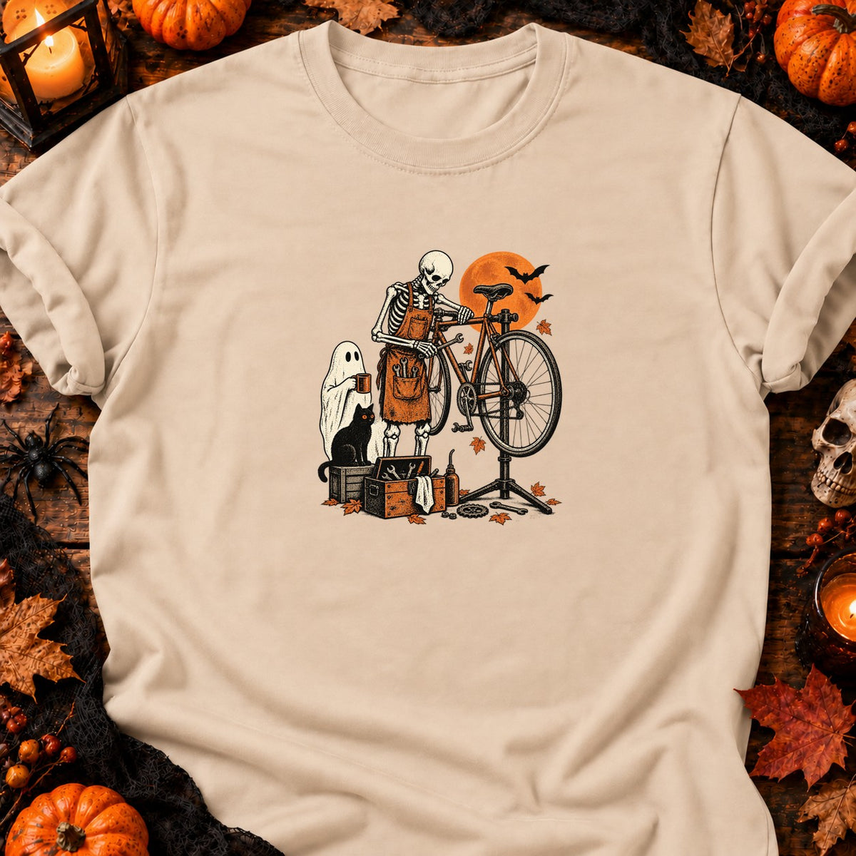 Squelette mécano vélo vintage — T-shirt naturel