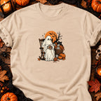 Fantôme crochetant un carré fleuri — T-shirt naturel