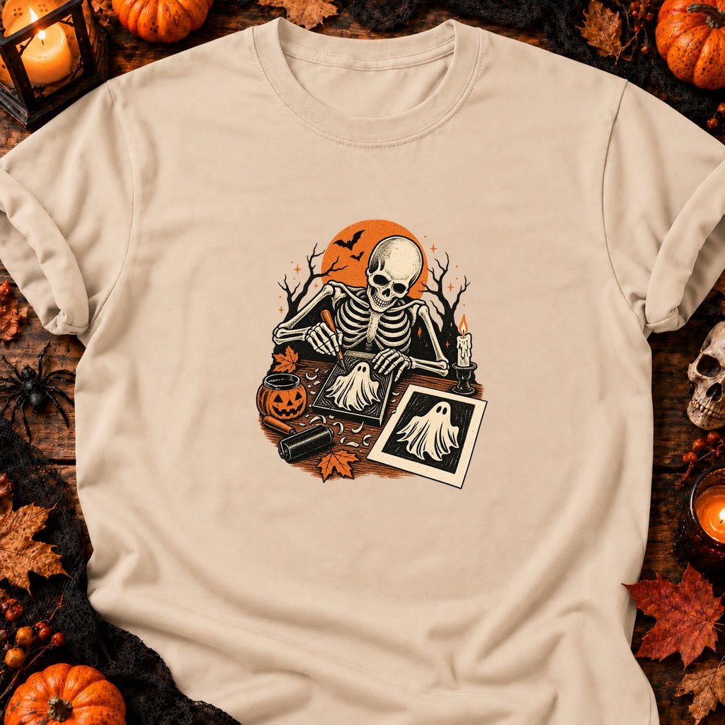 Squelette graveur de fantôme t-shirt — T-shirt naturel