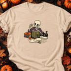 Squelette relieur d’Halloween — T-shirt naturel