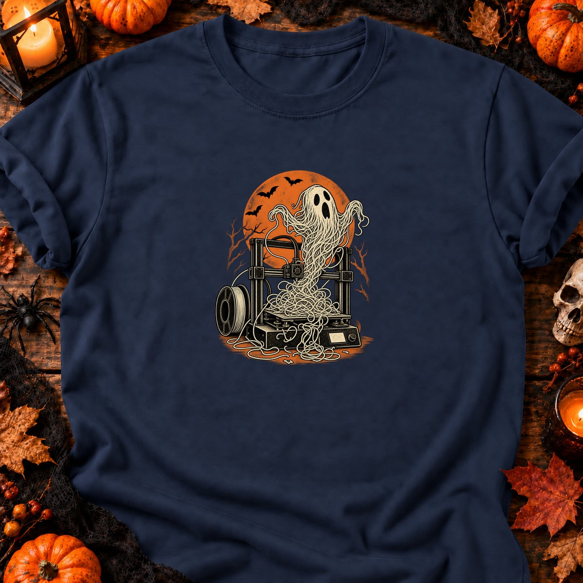 Fantôme spaghetti d'imprimante 3D — T-shirt bleu marine