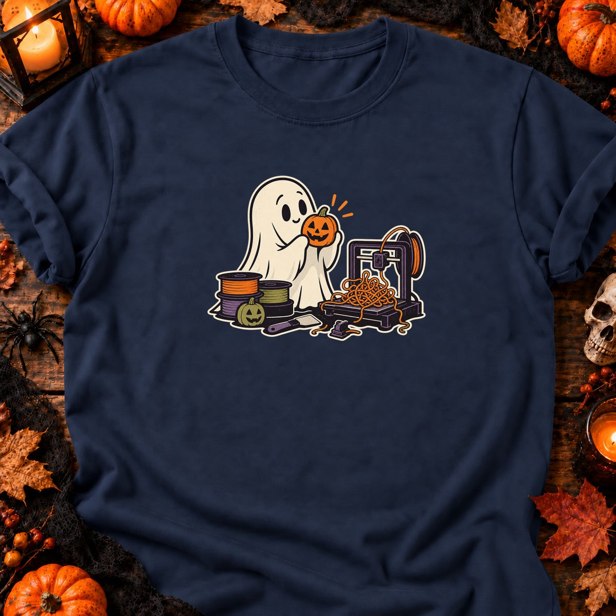 Fantôme et filament spaghetti — T-shirt bleu marine