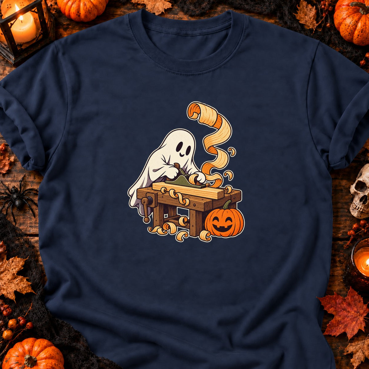 Fantôme menuisier d’Halloween — T-shirt bleu marine