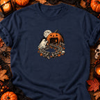 Fantôme et circuit de train d’Halloween — T-shirt bleu marine