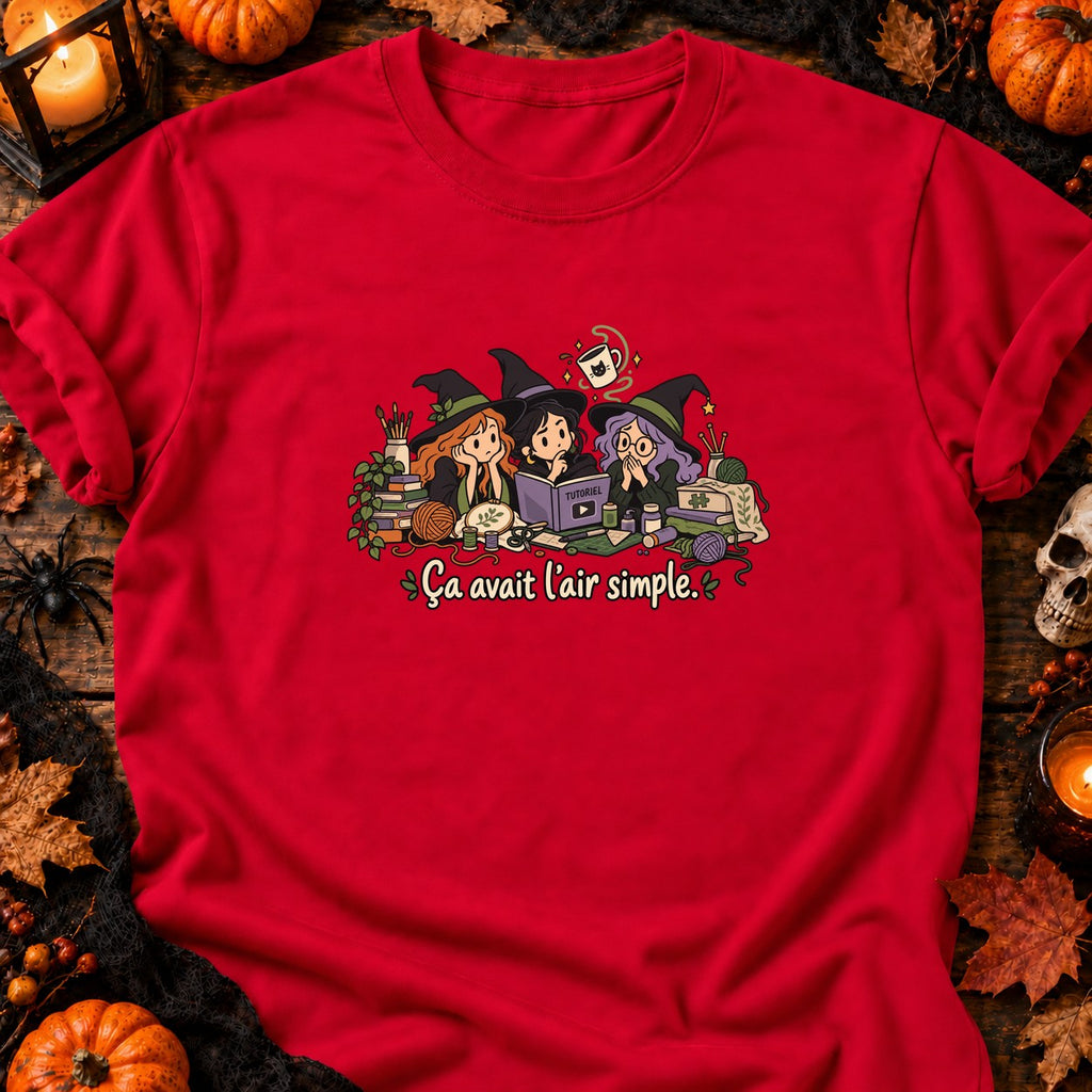 Trois sorcières et mug magique — T-shirt rouge