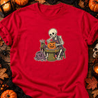 Squelette potier et citrouille — T-shirt rouge