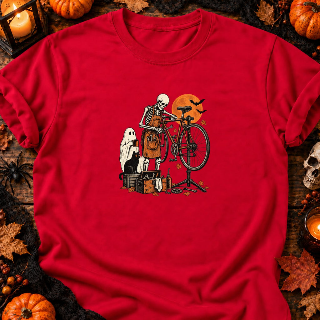 Squelette mécano vélo vintage — T-shirt rouge