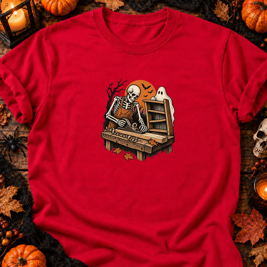 Squelette menuisier rétro — T-shirt rouge