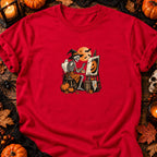 Squelette peintre citrouille vintage — T-shirt rouge