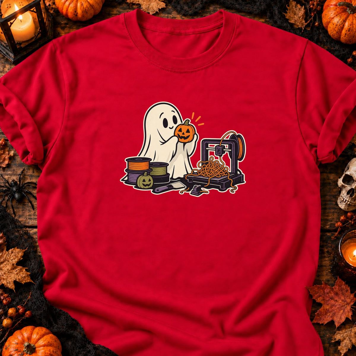 Fantôme et filament spaghetti — T-shirt rouge