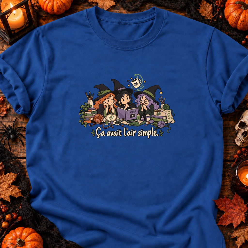 Trois sorcières et mug magique — T-shirt bleu roi
