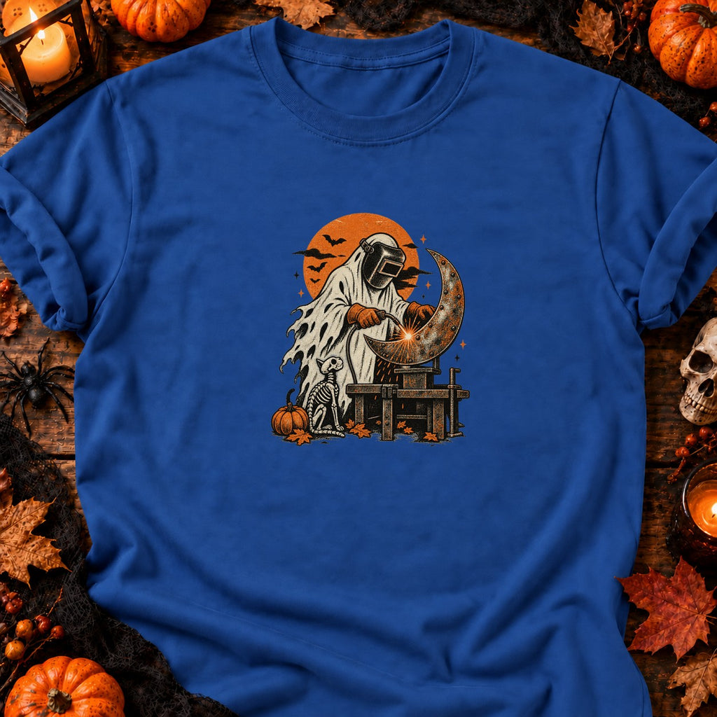Fantôme soudeur et lune en métal — T-shirt bleu roi