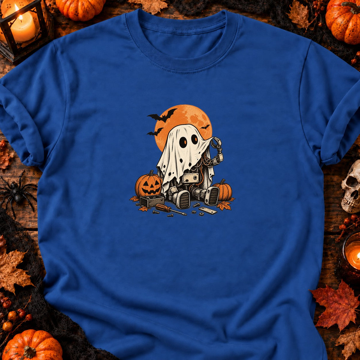 Petit robot fantôme vintage — T-shirt bleu roi