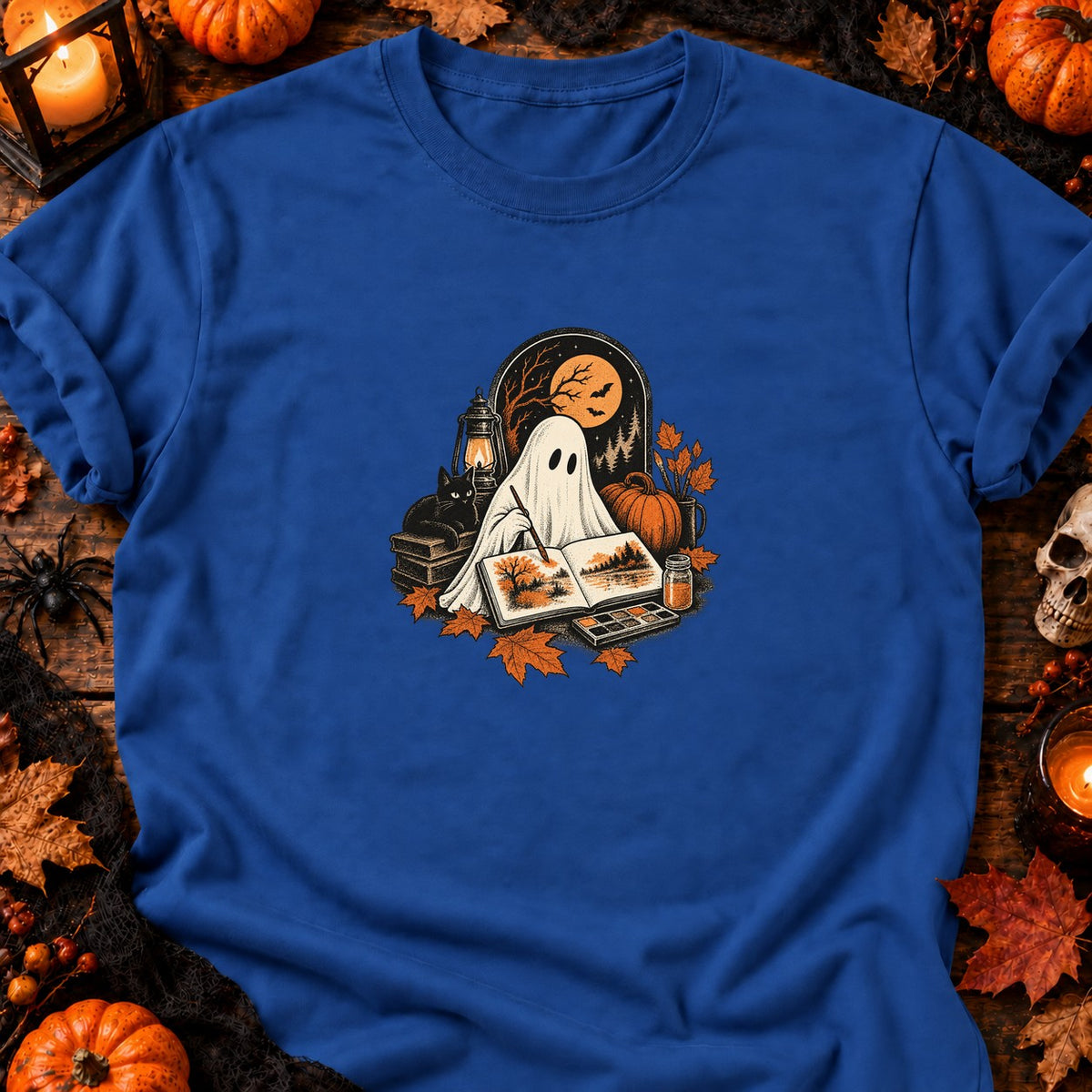Fantôme aquarelliste d'automne — T-shirt bleu roi