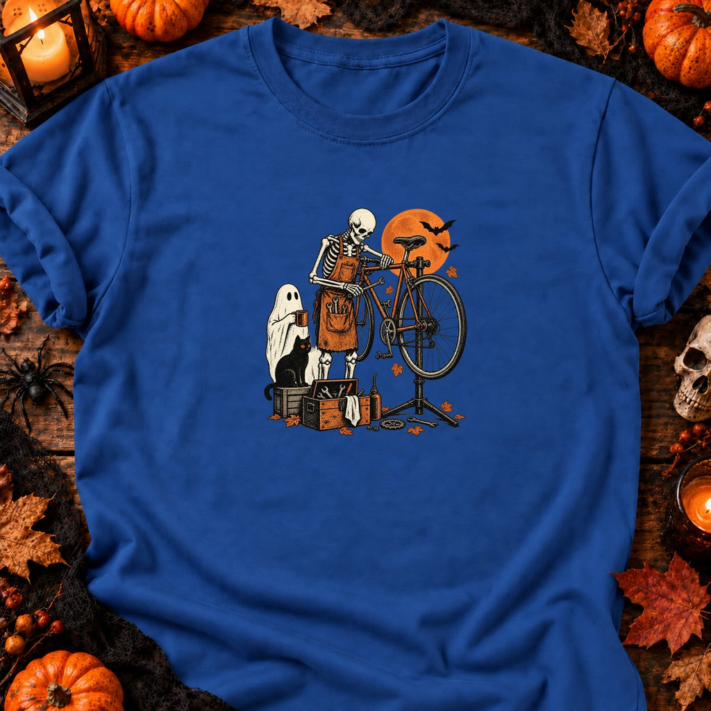 Squelette mécano vélo vintage — T-shirt bleu roi