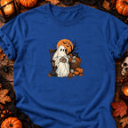 Fantôme crochetant un carré fleuri — T-shirt bleu roi