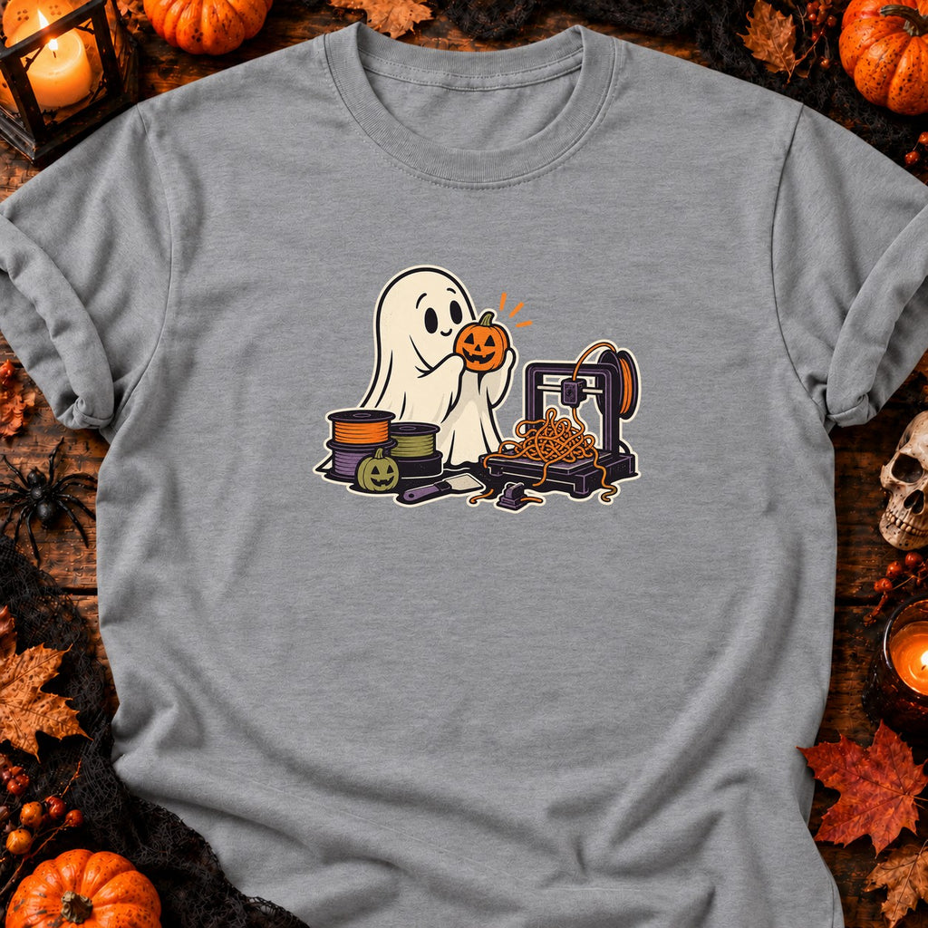 Fantôme et filament spaghetti — T-shirt gris chiné