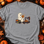 Fantôme et filament spaghetti — T-shirt gris chiné