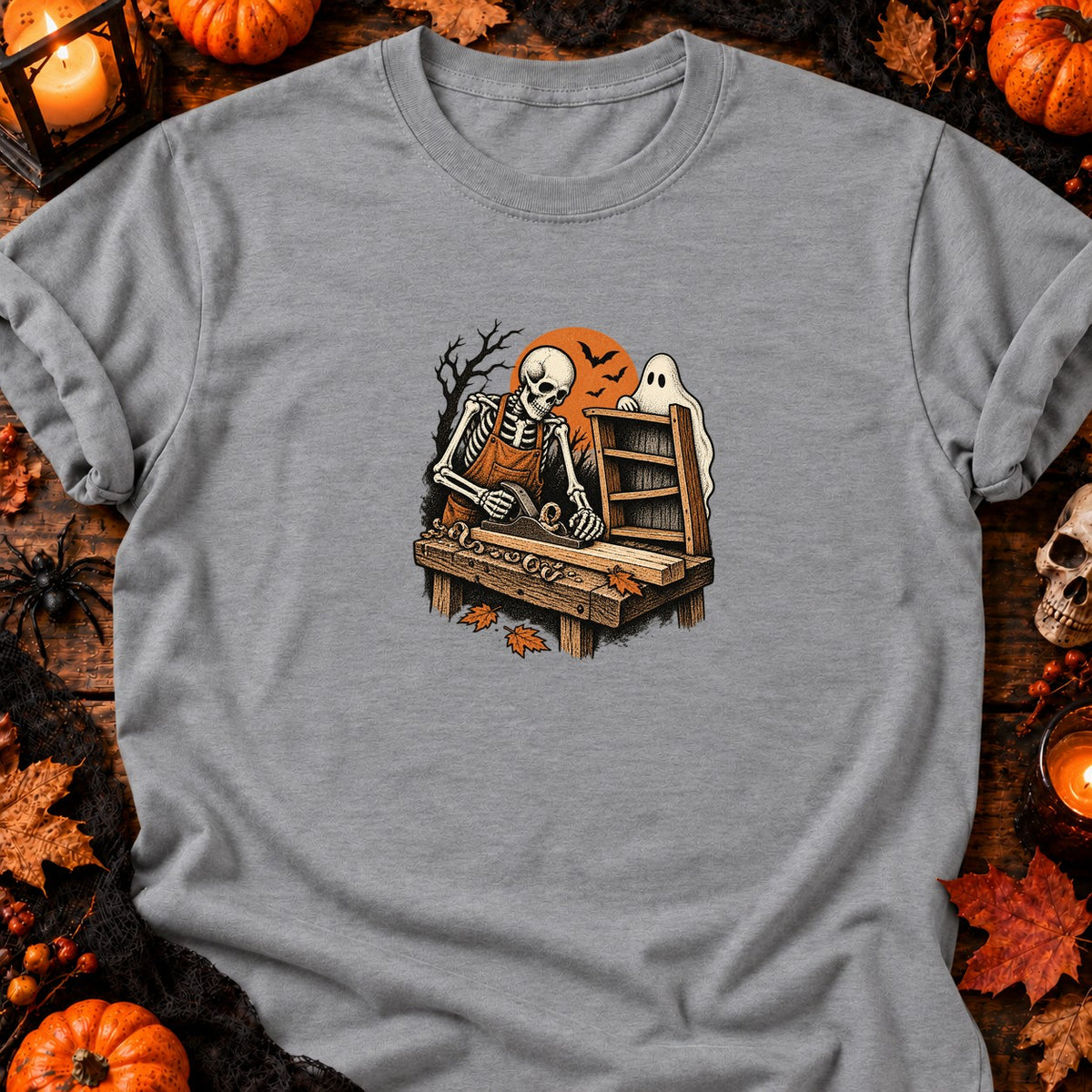 Squelette menuisier rétro — T-shirt gris chiné