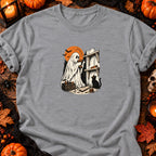 Fantôme bricoleur et étagère inachevée — T-shirt gris chiné