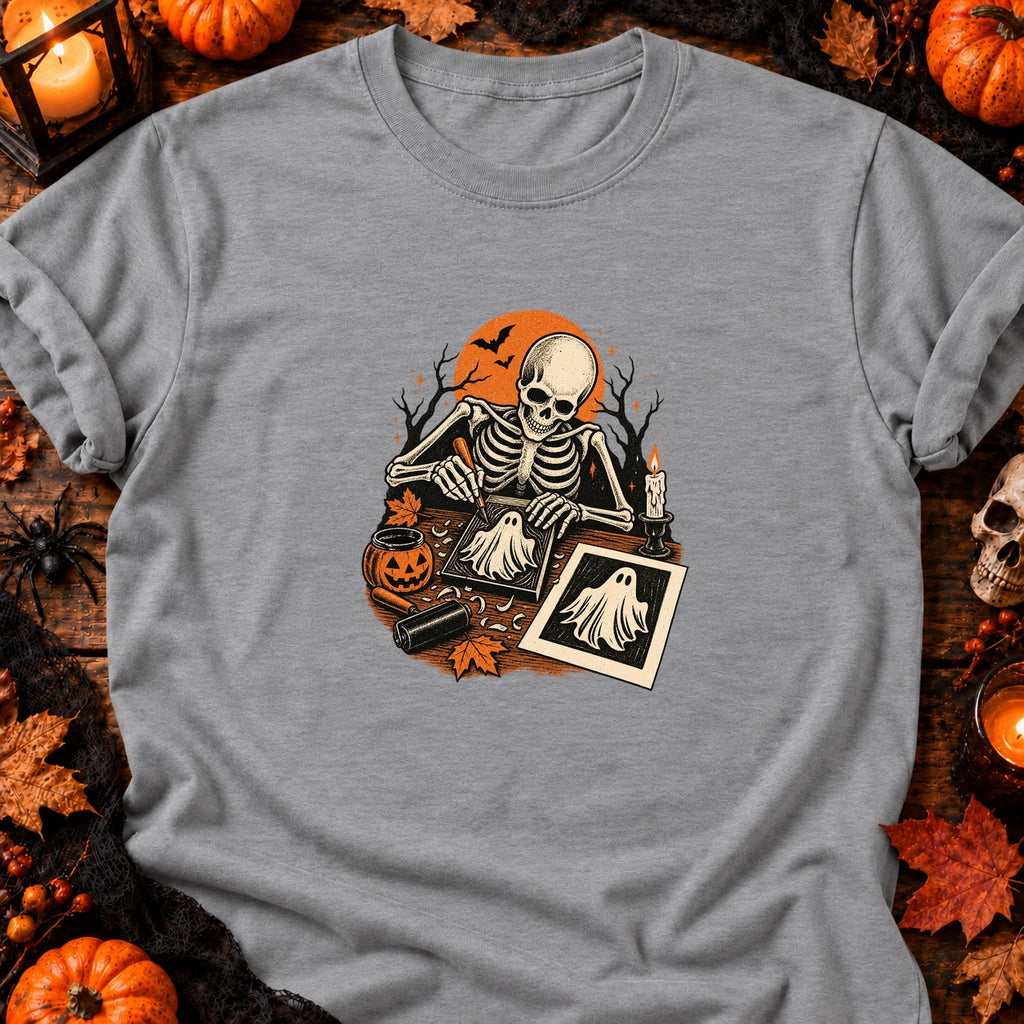 Squelette graveur de fantôme t-shirt — T-shirt gris chiné